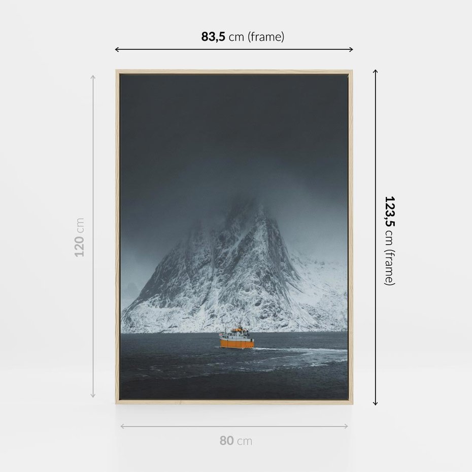 Obraz w ramie 80x120 - Skandynawski pejzaż - skadynawski, pejzaż - rama drewno