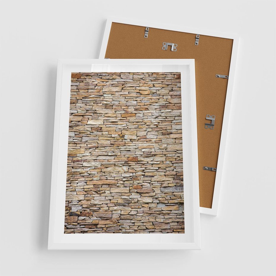 Plakat w ramie 50x70 - Mur z cegieł - surowa elegancja - mur, cegły - rama biała