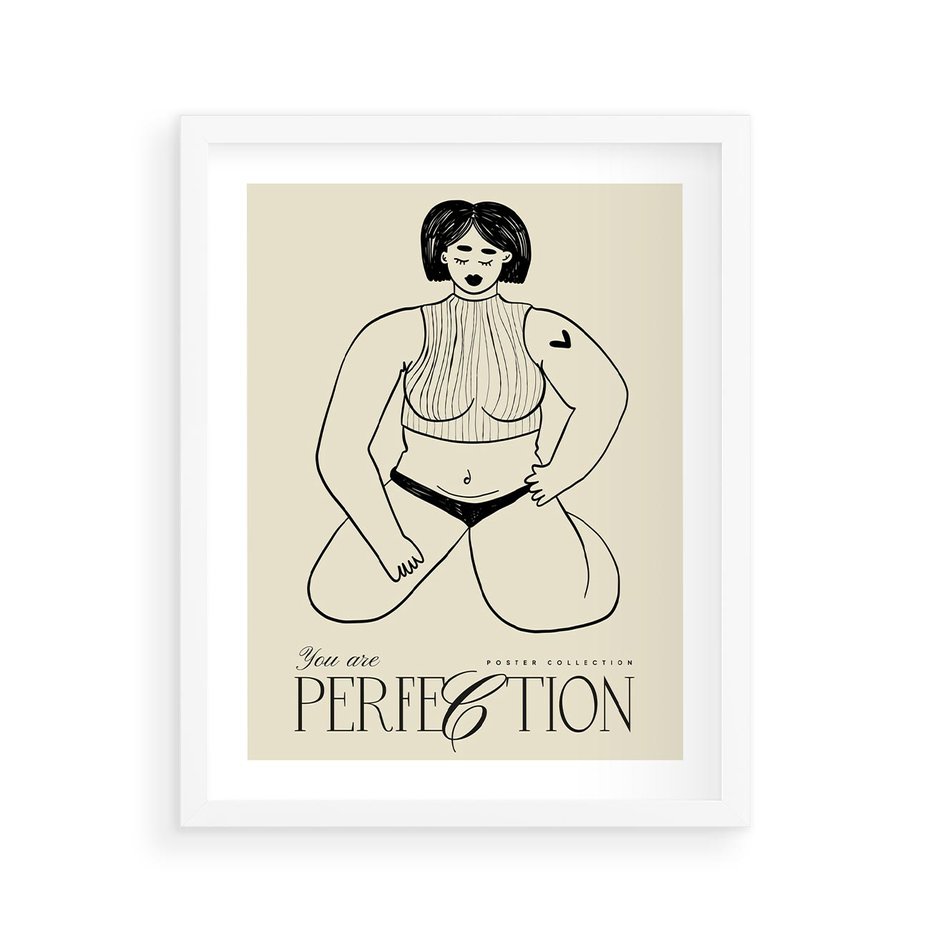 Plakat w ramie 40x50 - Refleksje Przejmujących Myśli - rysunek, plakat - rama biała