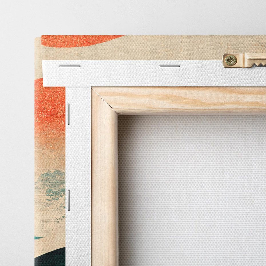 Obraz na płótnie 50x50 - Czerwone Melodie - japońska sztuka, zachód słońca nad oceanem