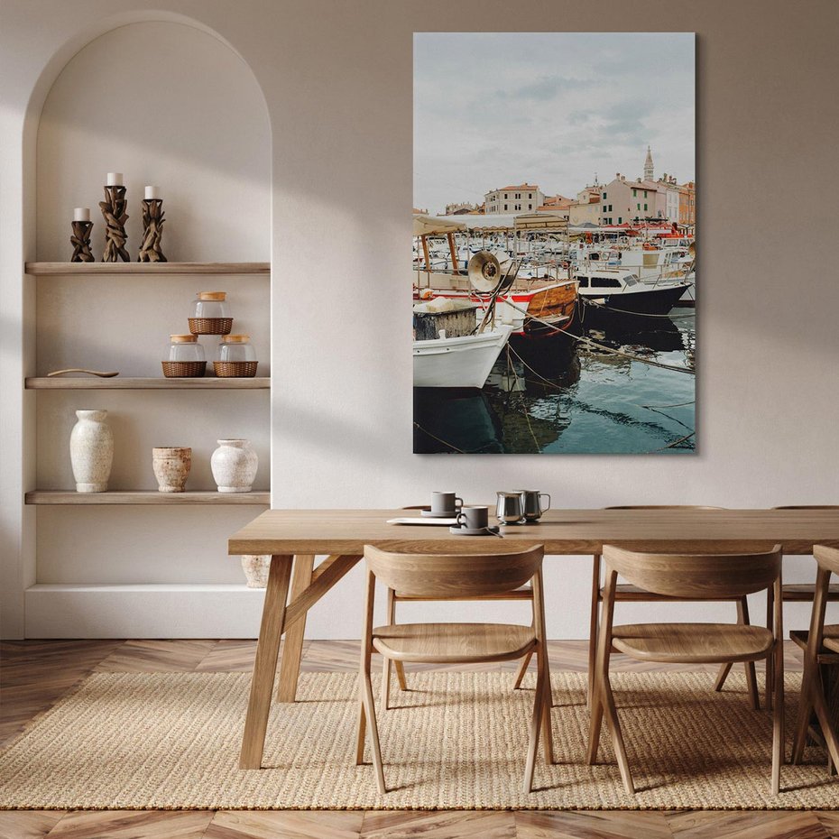 Obraz na płótnie 50x70 - Malowniczy Krajobraz Morski - morze, łódki