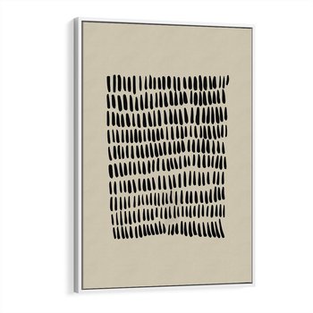 Obraz w ramie 80x120 - Energetyczne Pulsacje Nowości - boho plakat, czarne kropki kreski - rama biała