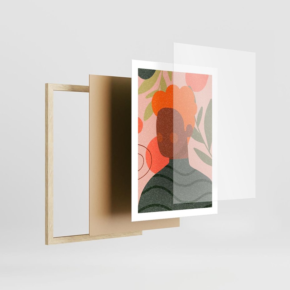 Plakat w ramie 50x70 - Kobieca Przestrzeń - nowoczesny plakat, styl retro - rama drewno