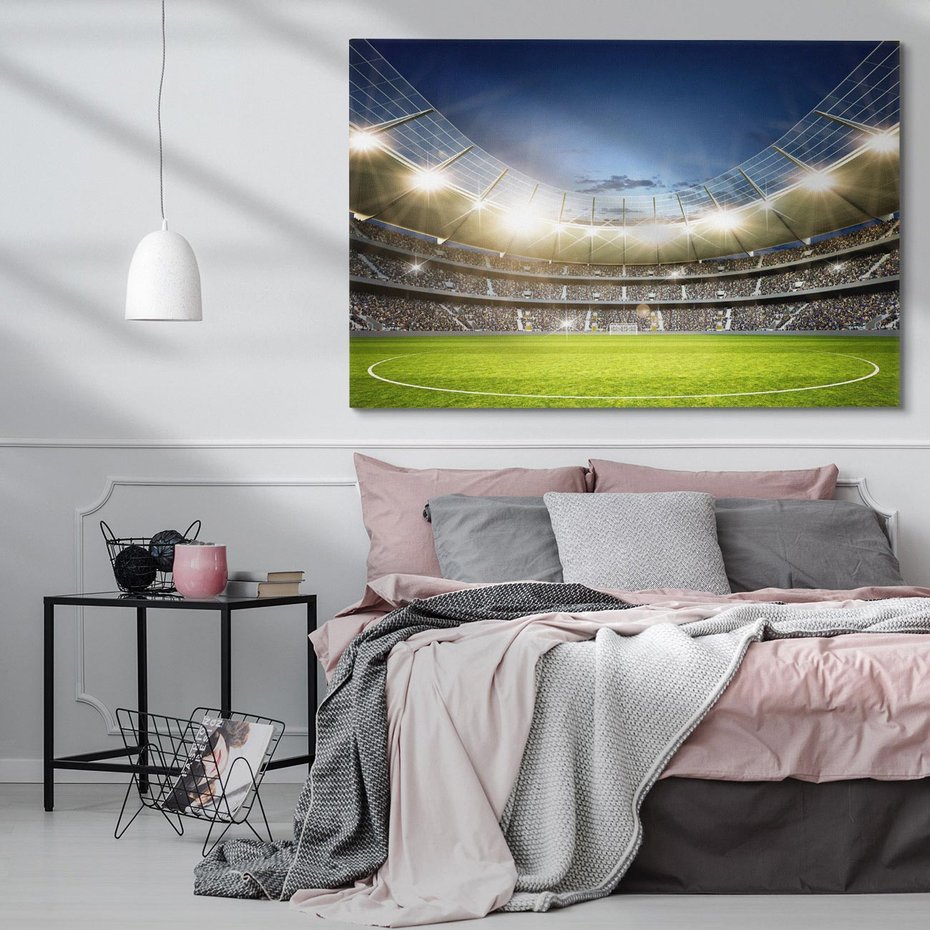 Obraz na płótnie 70x50 - pasja piłki nożnej - stadion, piłka