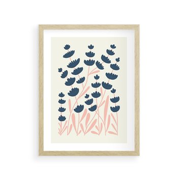 Plakat w ramie 50x70 - Migotliwe Kształty - kwiaty, rośliny - rama drewno