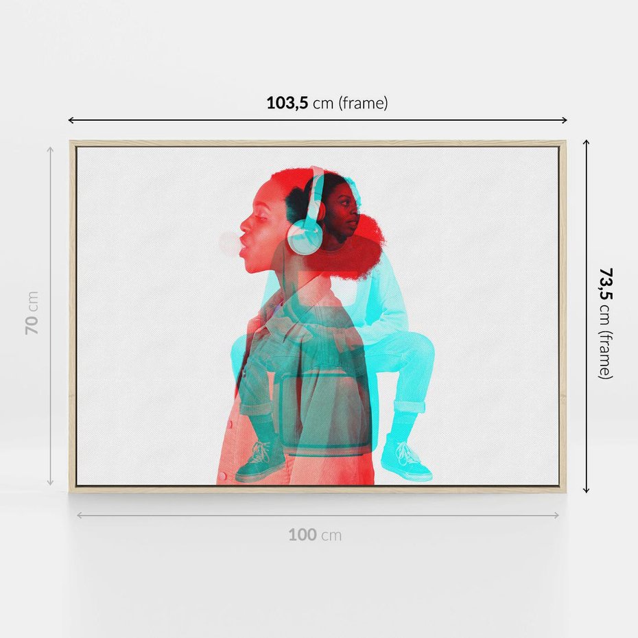 Obraz w ramie 100x70 - Rytmy Wspomnień - kolaż zdjęć, kobieta - rama drewno