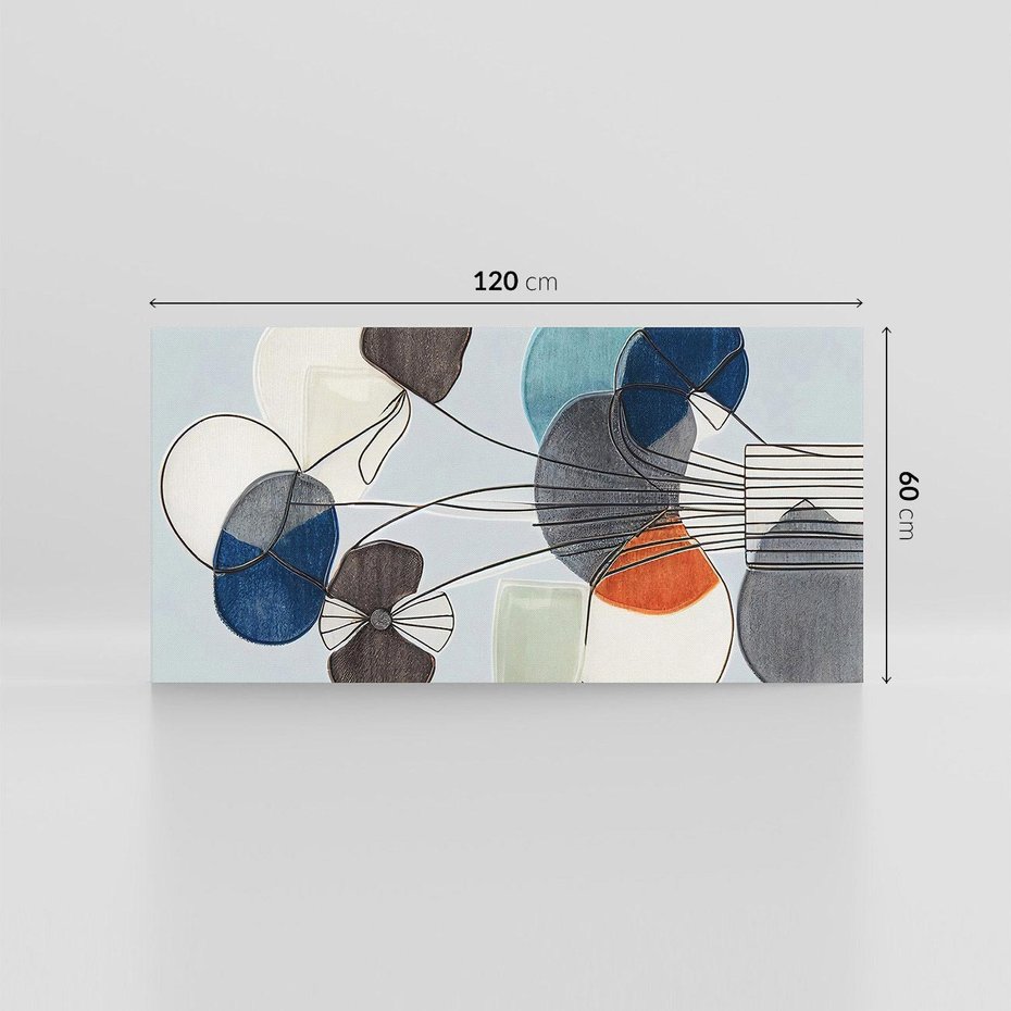 Obraz na płótnie 120x60 - Plamy w Niebieskim - sztuka abstrakcyjna, linie