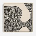 Obraz w ramie 50x50 - Harmonijne Kształty - abstrakcyjne ryciny, czarno biały - rama drewno