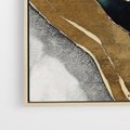 Obraz w ramie 80x120 - Refrakcje płynącej rzeczywistości - jak marmurowa rzeka, linie złota - rama drewno