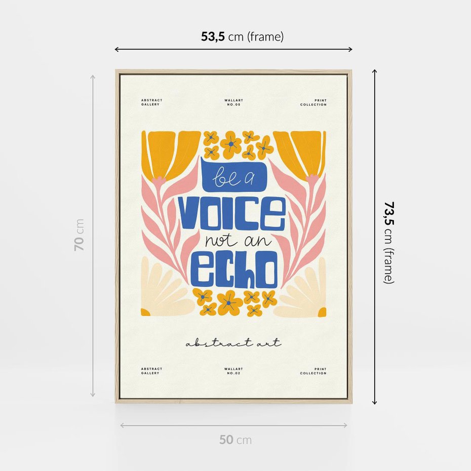 Obraz w ramie 50x70 - Złote Impulsy - typografia, kwiaty - rama drewno