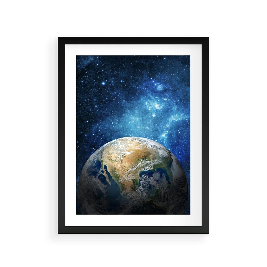 Plakat w ramie 30x40 - Kosmiczne Horyzonty - Ziemia, kosmos - rama czarna