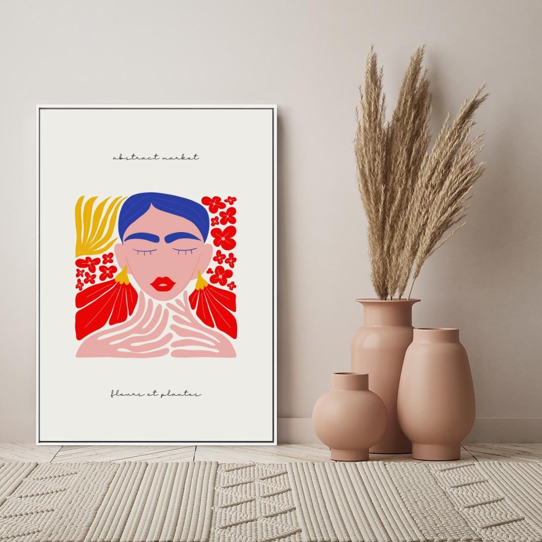 Obraz w ramie 50x70 - Bezgraniczne Rytmy - kobieta, sztuka abstrakcyjna - rama biała