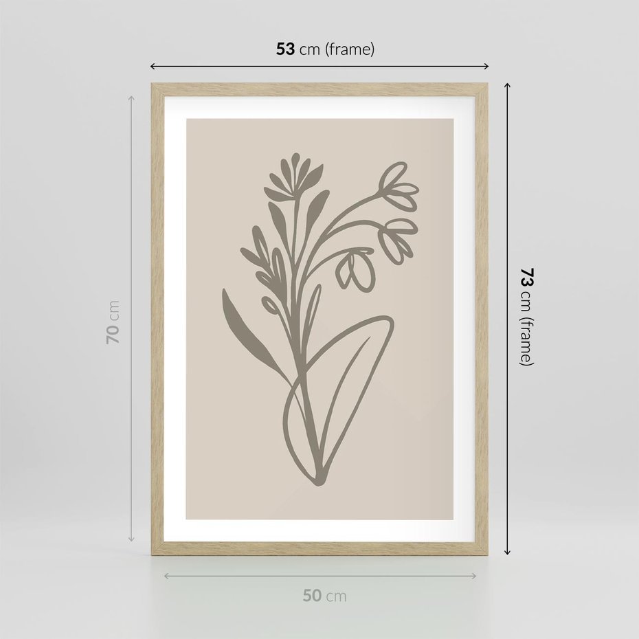 Plakat w ramie 50x70 - Kwiatowe Spektrum - nowoczesny plakat, subtelna sztuka - rama drewno