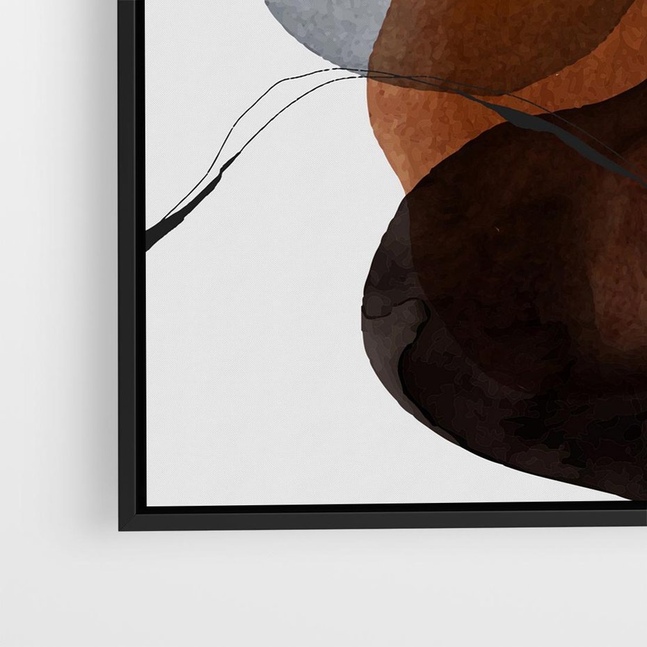 Obraz w ramie 50x50 - Kolorowe Wizje - abstrakcyjne plamy akwarelowe, czarny szkic - rama czarna