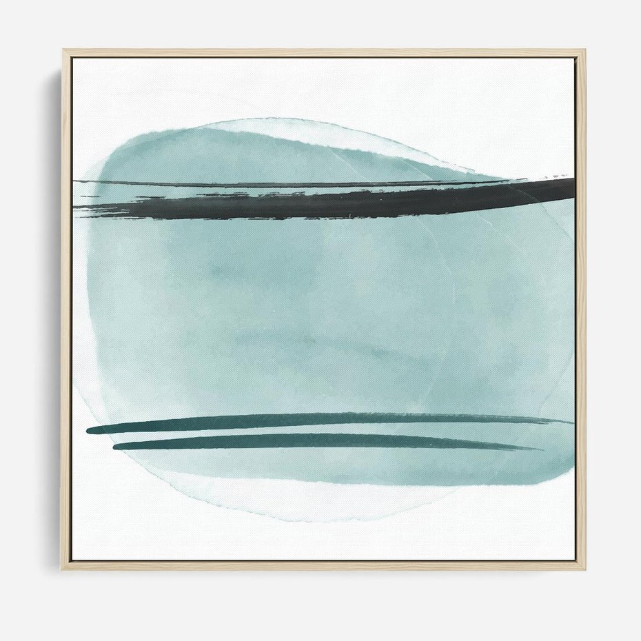 Obraz w ramie 50x50 - Turkusowy Świat - minimlizm, abstrakcja - rama drewno
