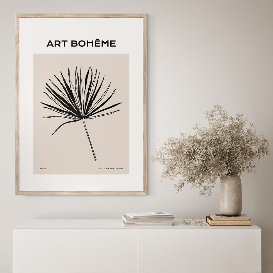 Plakat w ramie 30x40 - Rozkwitające Boho Kształty - boho sztuka, plakat - rama drewno