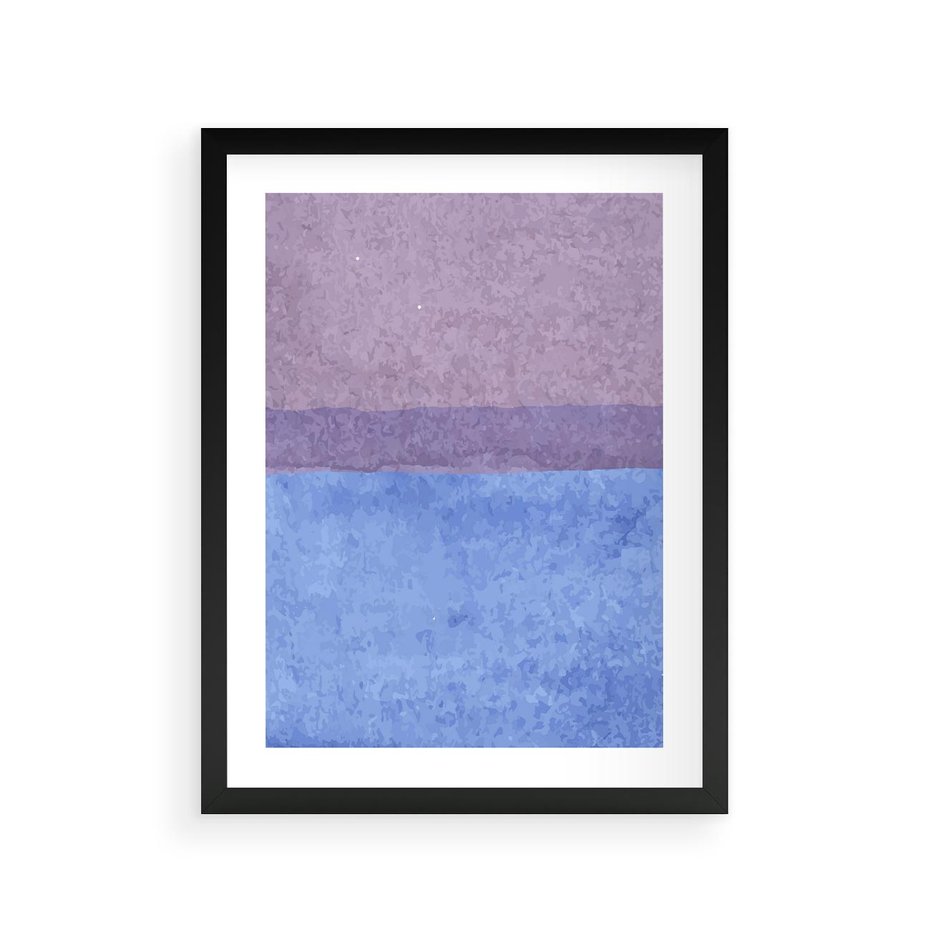 Plakat w ramie 30x40 - Taniec Światła - kolorowe akwarelowe pasy, odcienie fiolet - rama czarna