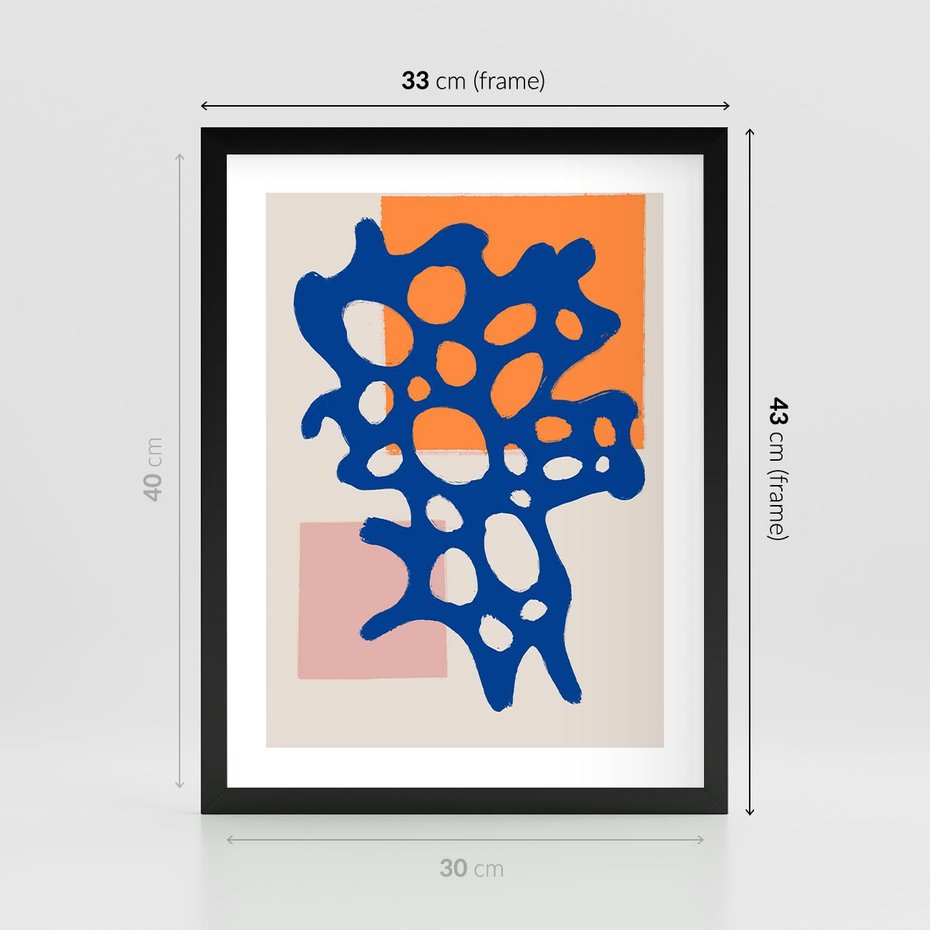 Plakat w ramie 30x40 - Delikatne Plamiste Refleksje - abstrakcja, nowoczesny plakat - rama czarna