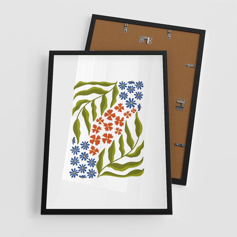 Plakat w ramie 50x70 - Splątane Granice - kwiaty, sztuka nowoczesna - rama czarna