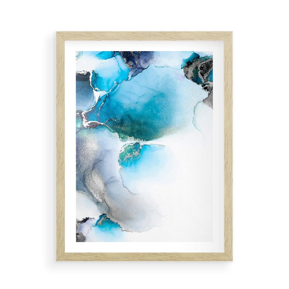 Plakat w ramie 50x70 - Marmur złotą akwarelą - marmur, akwarela - rama drewno