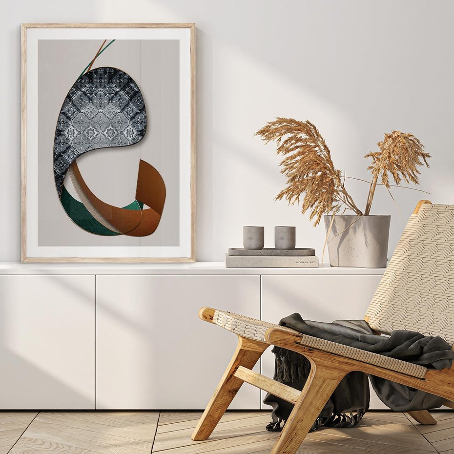 Plakat w ramie 50x70 - Abstrakcyjne Światy Geometrii - nowoczesny, geometryczny - rama drewno