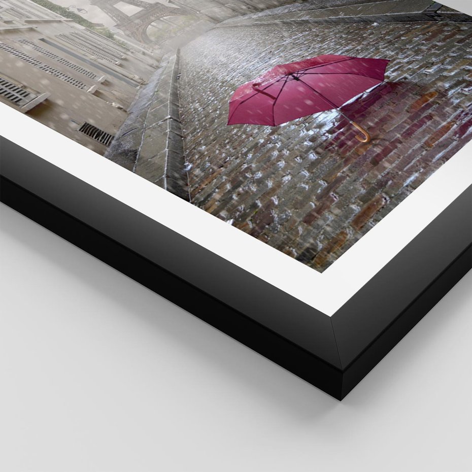 Plakat w ramie 40x50 - Francuska elegancja pod parasolem - Francja, parasol - rama czarna
