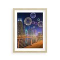 Plakat w ramie 30x40 - Fajerwerki Nowego Roku - nowy rok, fajerwerki - rama drewno
