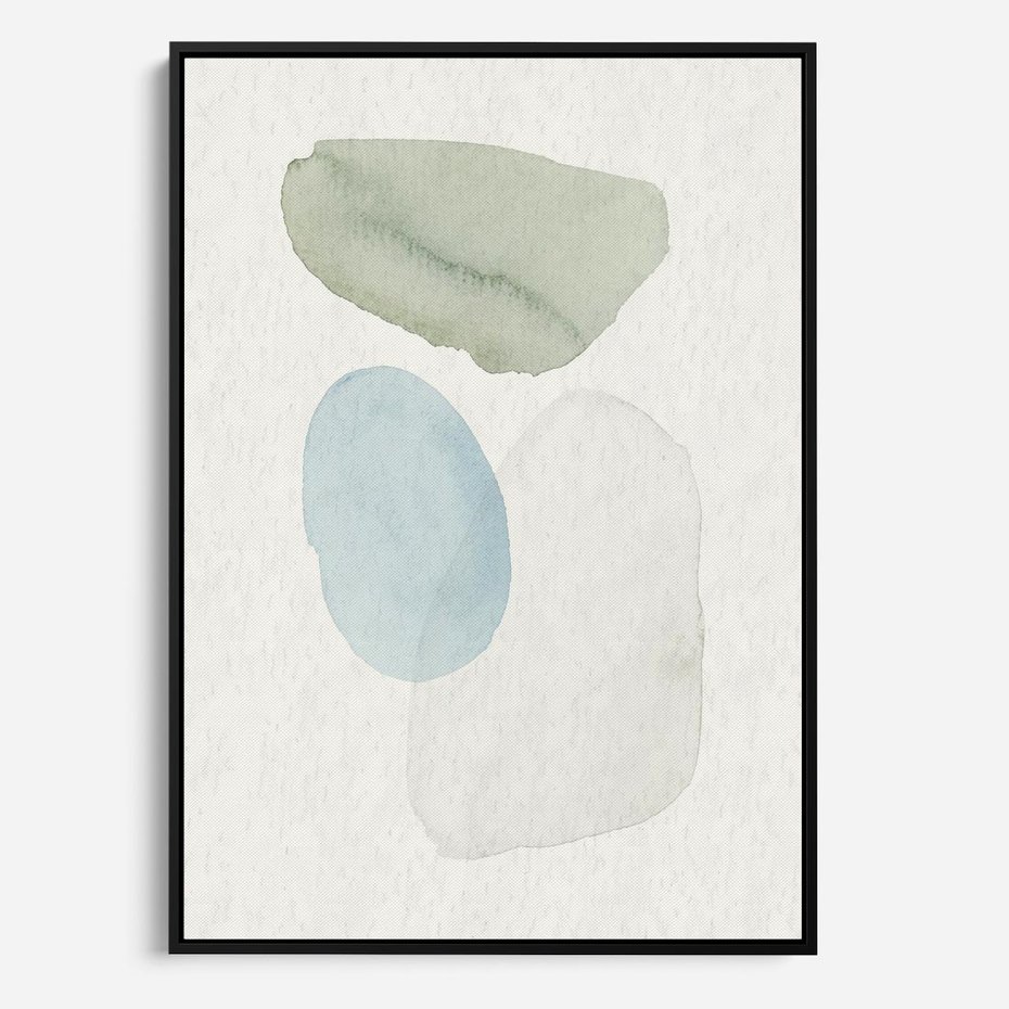 Obraz w ramie 70x100 - Akwarelowa Symfonia Natury - abstrakcyjne delikatne plamy, akwarelowe - rama czarna