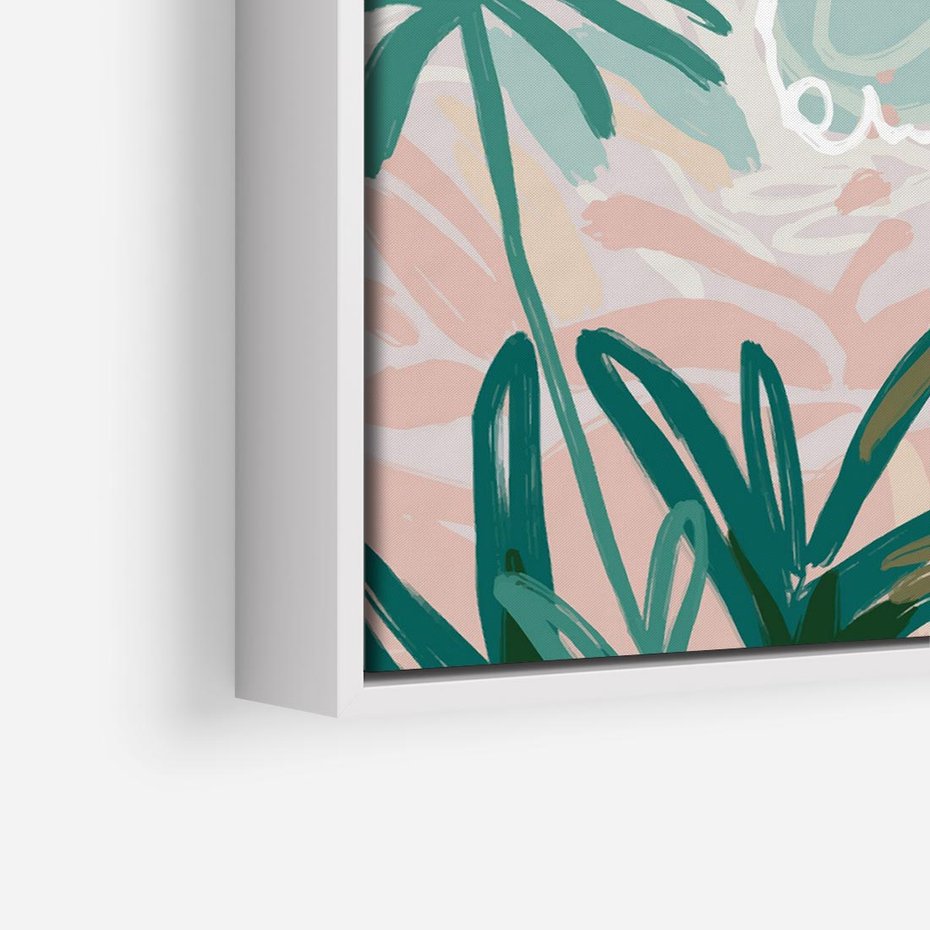 Obraz w ramie 50x50 - Rajski Stan - pastelowy krajobraz, nowoczesny plakat - rama biała