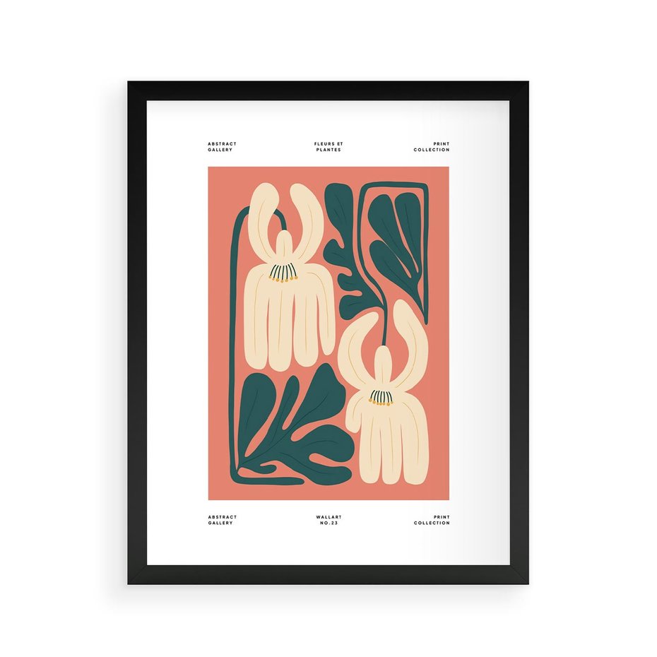 Plakat w ramie 40x50 - Migotliwe Echa - kwiaty, nowoczesna abstrakcja - rama czarna