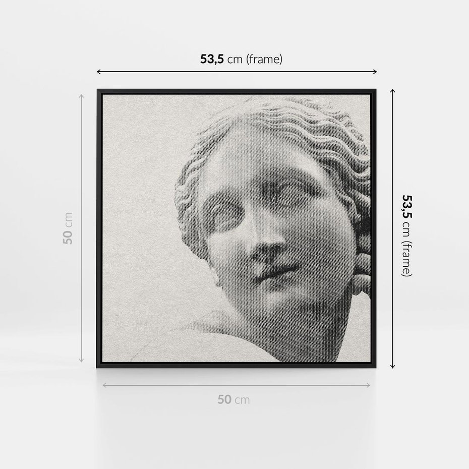 Obraz w ramie 50x50 - Szarość w Kamieniu - monochromatyczna marmurowa rzeźba, odcienie szarości - rama czarna