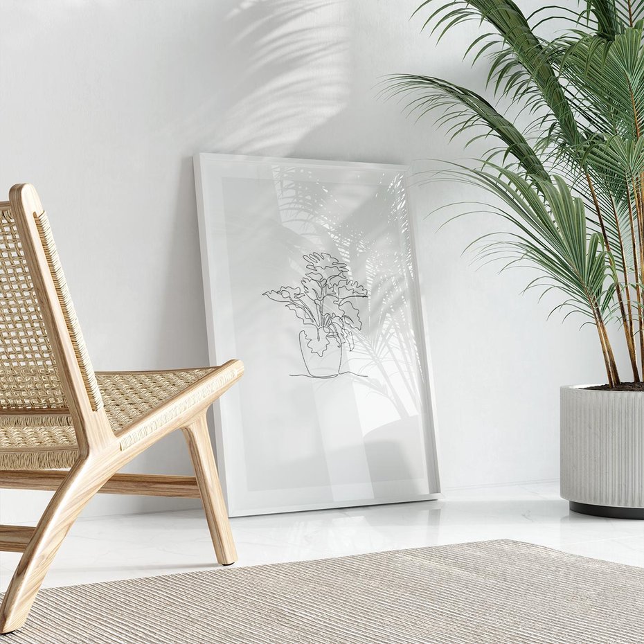 Plakat w ramie 40x50 - Rozkwitające Formy - szkic, minimalizm - rama biała