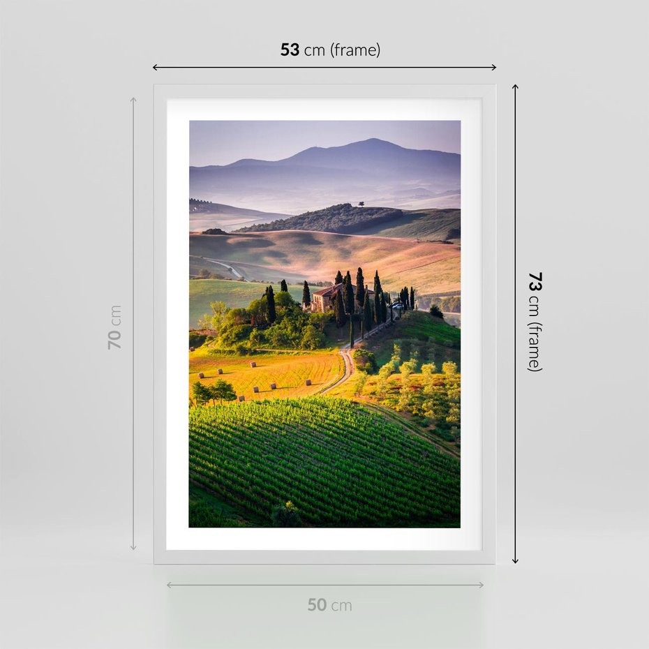 Plakat w ramie 50x70 - Pejzaż w perspektywie - pejzaż, perspektywa - rama biała