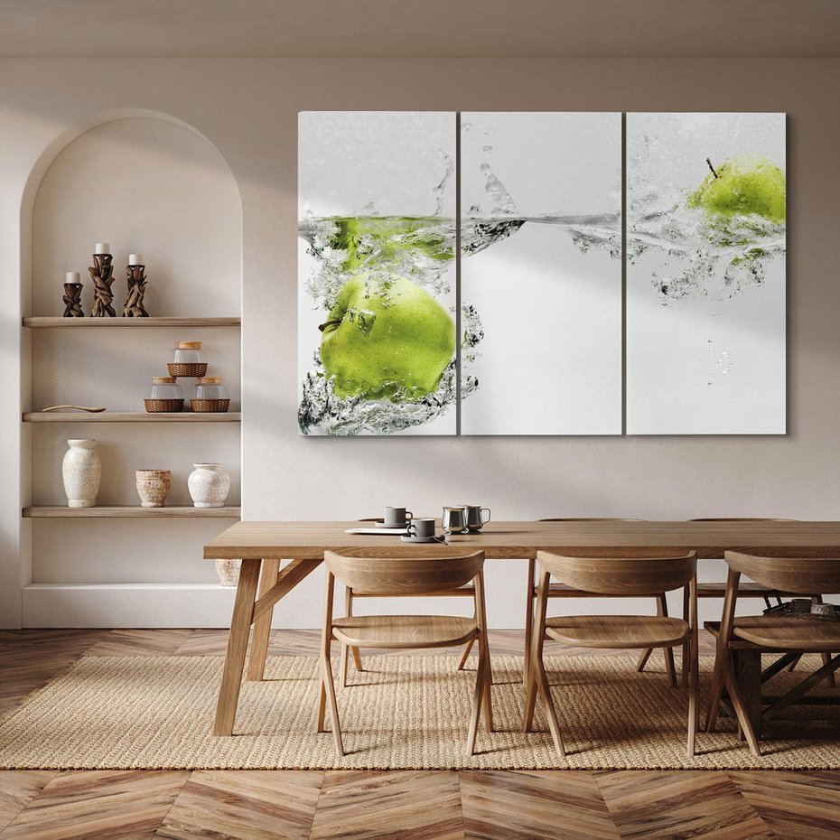 Obraz na płótnie 120x80 - Jabłka: Świeżość natury - jabłka, woda