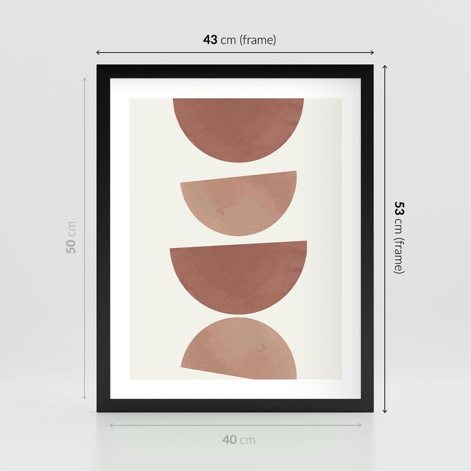 Plakat w ramie 40x50 - Abstrakcyjne Widzenia - abstrakcyjne geometryczne kształty, odcienie brązu i beżu - rama czarna