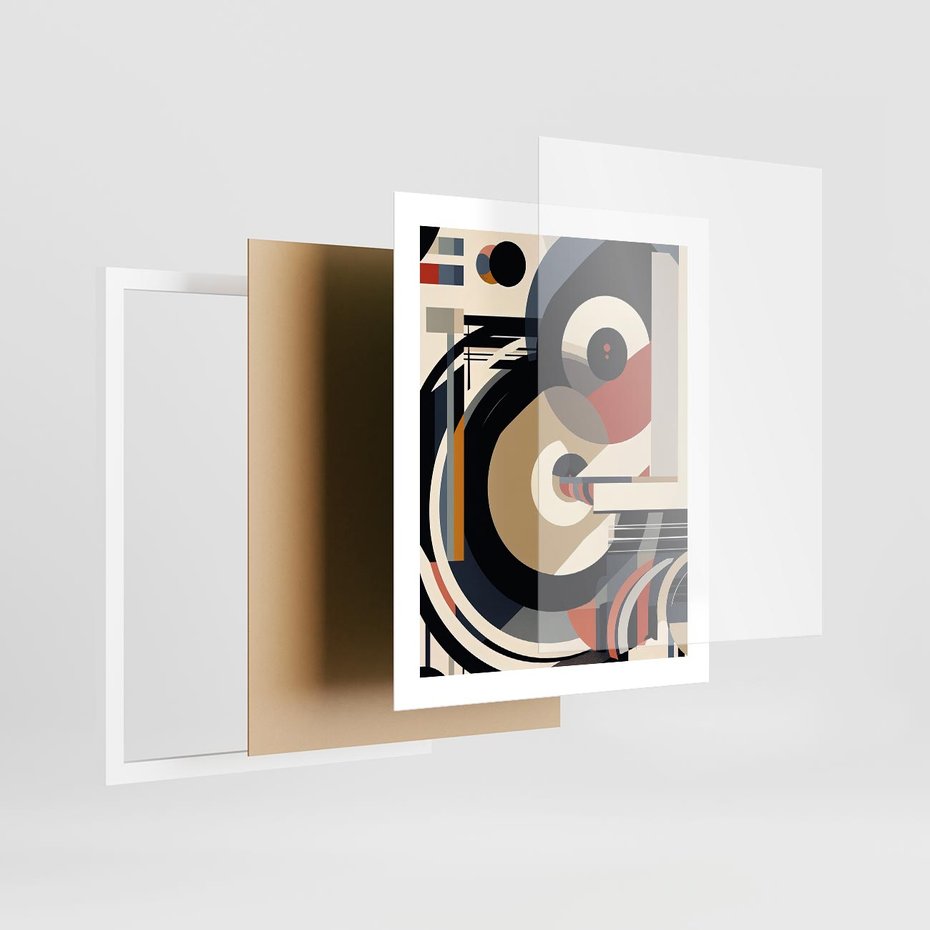 Plakat w ramie 40x50 - Wibracje Marzeń - abstrakcyjny obraz, geometryczne koła - rama biała