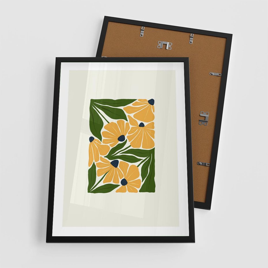 Plakat w ramie 50x70 - Świetliste Kwiaty Natury - kwiaty, nowoczesna grafika - rama czarna