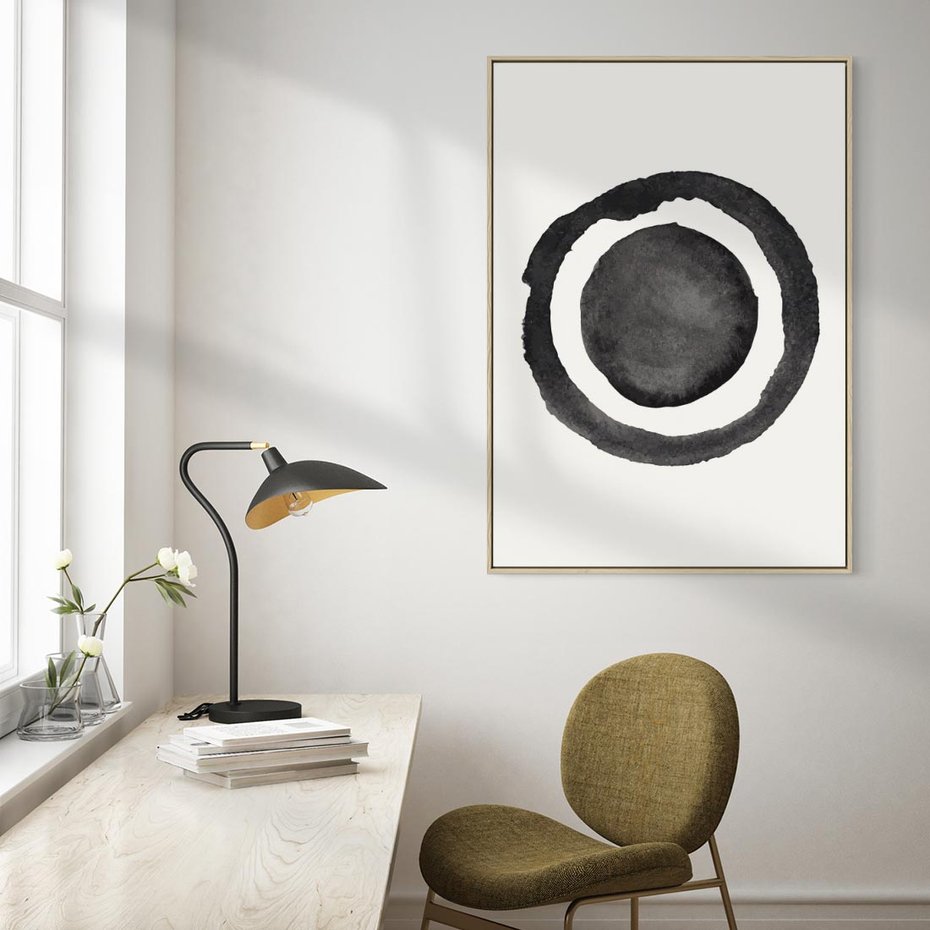 Obraz w ramie 80x120 - Bezgraniczne Widoki - abstrakcyjne plamy okręgi, akwarelowe - rama drewno