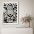 Plakat w ramie 50x70 - Magia Białego Tygrysa - biały, tygrys - rama drewno