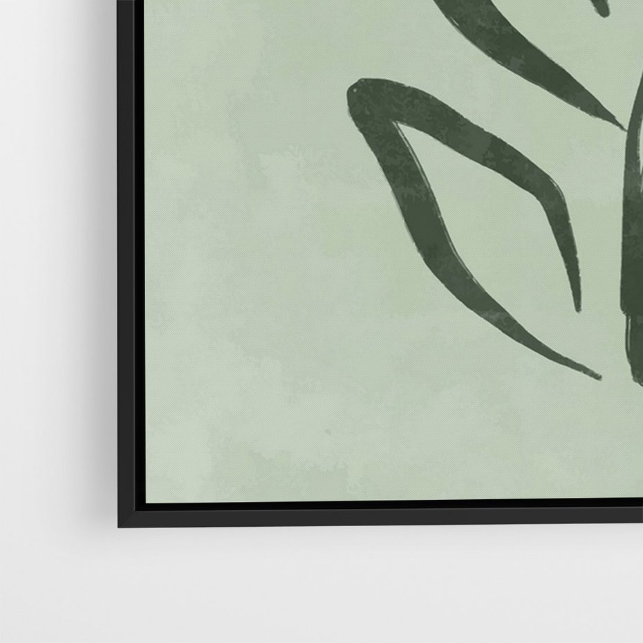 Obraz w ramie 70x100 - Zieleń Wyjątkowego Ukojenia - zielona abstrakcja, zgaszona zieleń - rama czarna