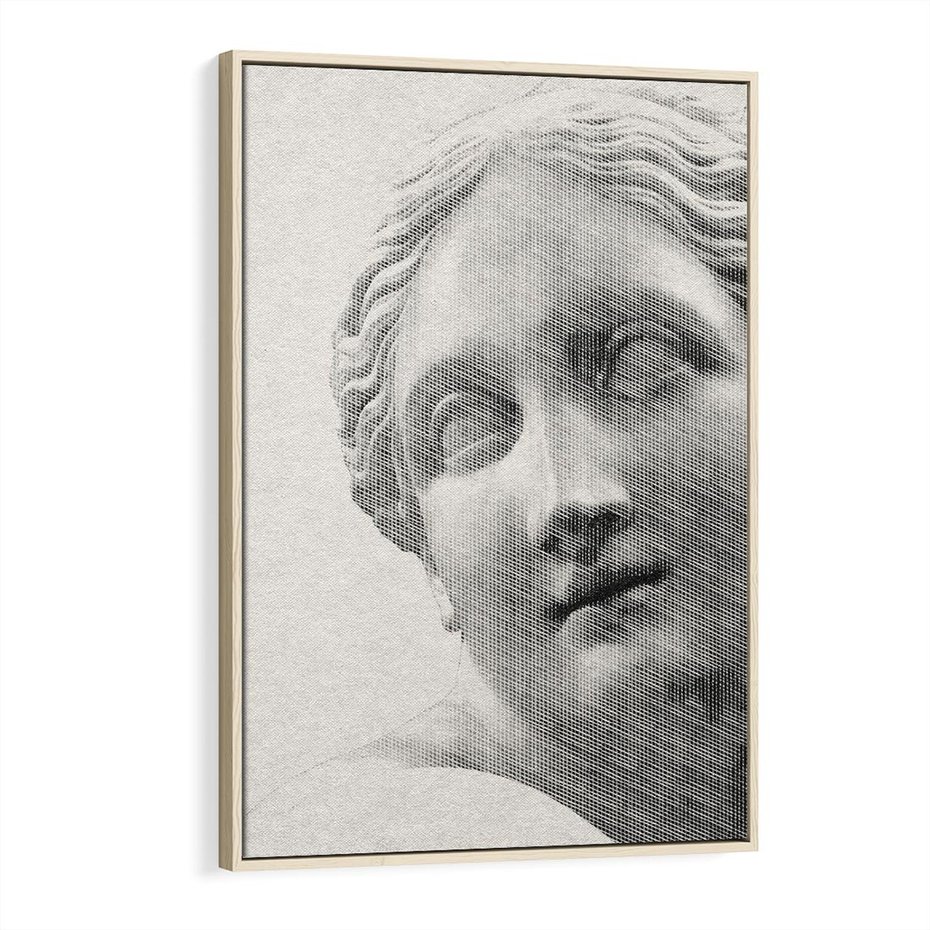 Obraz w ramie 80x120 - Szarość w Kamieniu - monochromatyczna marmurowa rzeźba, odcienie szarości - rama drewno