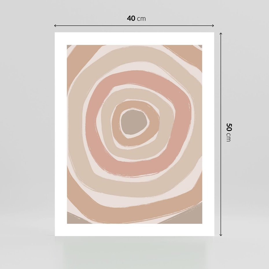 Plakat bez ramy 40x50 - Roztopione Granice - abstakcyjne koła, delikatne odcienie beżu