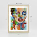 Plakat w ramie 30x40 - Kolorowe Formy - abstrakcyjny portret kobiety, twarz - rama drewno