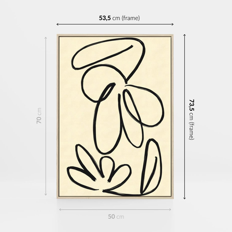 Obraz w ramie 50x70 - Złamane Granice - abstrakcyjna sztuka, przypominająca kwiat - rama drewno