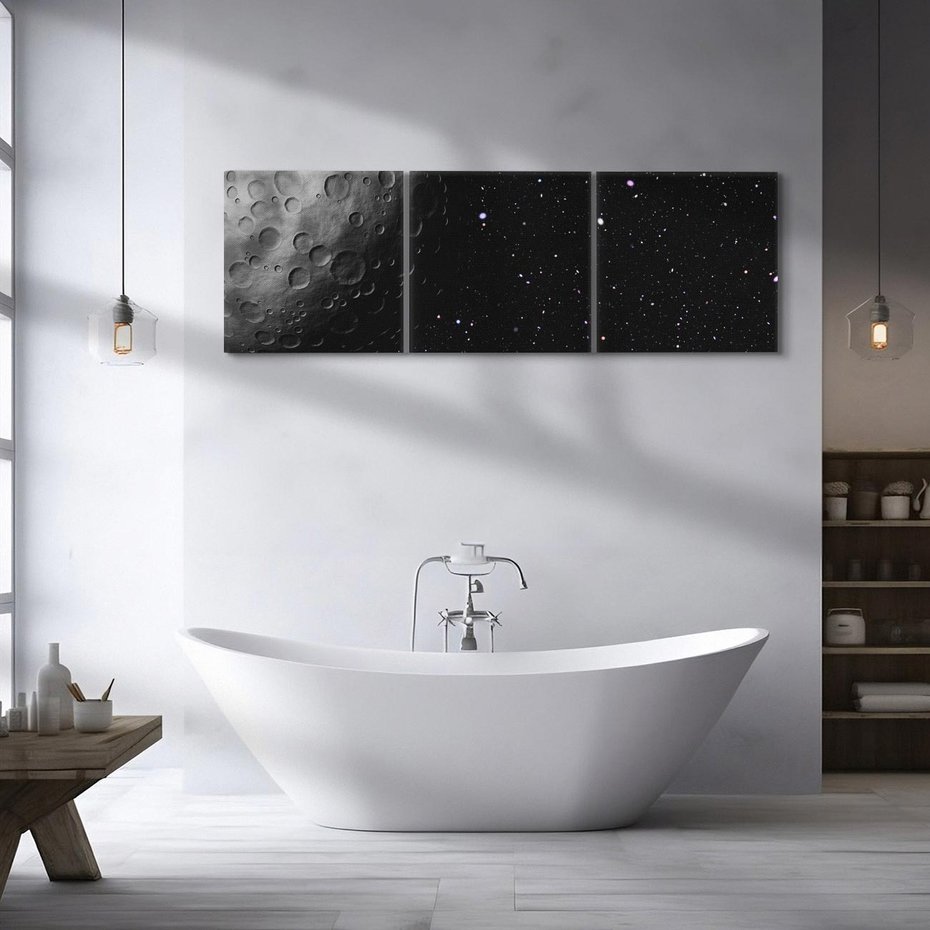 Obraz na płótnie 120x40 - Księżyc kosmiczny - księżyc, kosmos