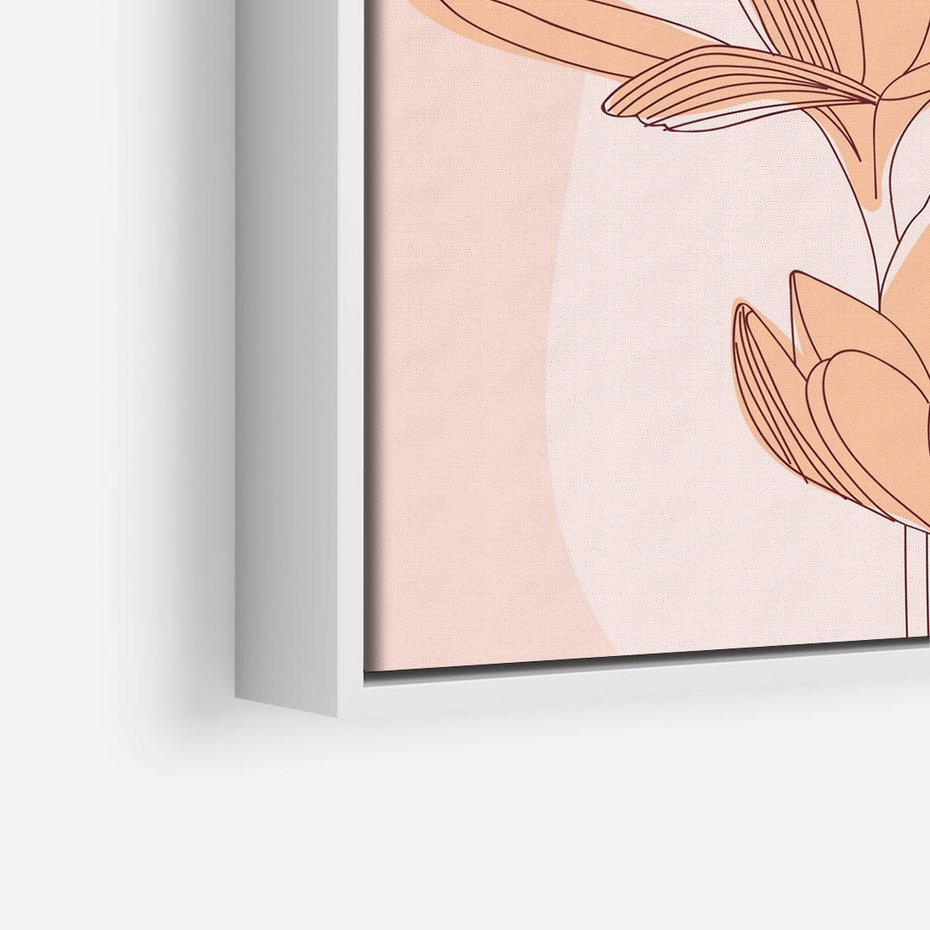 Obraz w ramie 50x50 - Przenikające Kształty - minimalistyczny plakat, pudrowe kwiaty - rama biała