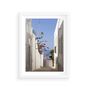 Plakat w ramie 40x50 - Podróże w Czasie: Perspektywiczna Uliczka - uliczka, perspektywa - rama biała