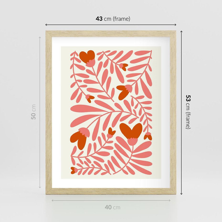 Plakat w ramie 40x50 - Taniec komplementarnych barw - kwiaty, pastelowe kolory - rama drewno