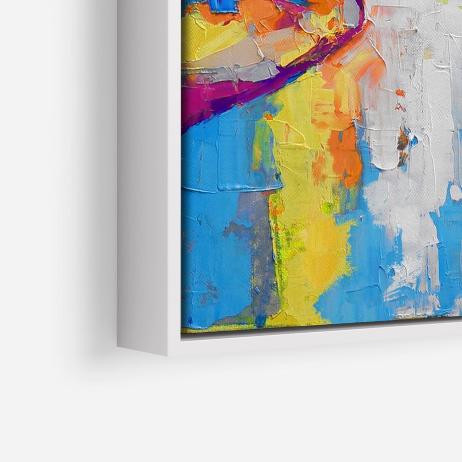 Obraz w ramie 80x120 - Refrakcje wewnętrznego światła - abstrakcyjne dzieło, dłoń trzyma żarówkę - rama biała