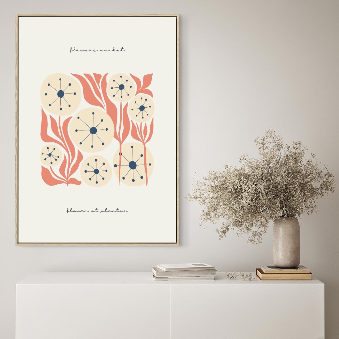 Obraz w ramie 70x100 - Dmuchawce w Abstrakcji - dmuchawce, abstrakcja - rama drewno